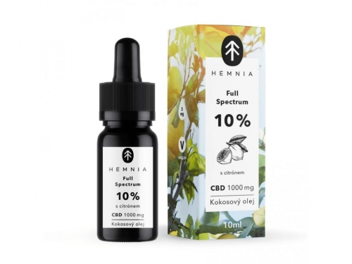 Hemnia Vollspektrum-CBD-MCT-Kokosöl 10 %, 1000 mg, 10 ml, Zitrone